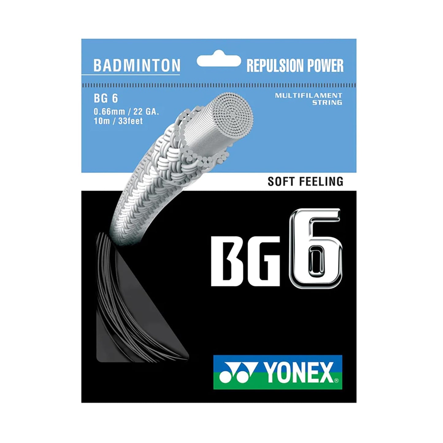 Yonex BG 6 Badminton String – 0.66mm High Repulsion, Made in Japan, 10m