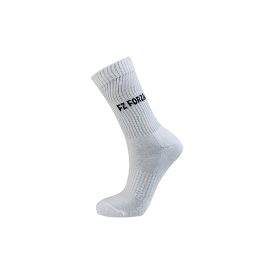 FZ Forza white socks, long badminton socks, breathable sports socks, white cotton blend socks, 2 pack badminton socks, comfortable ankle support socks, moisture-wicking white socks, athletic socks for men, durable court socks