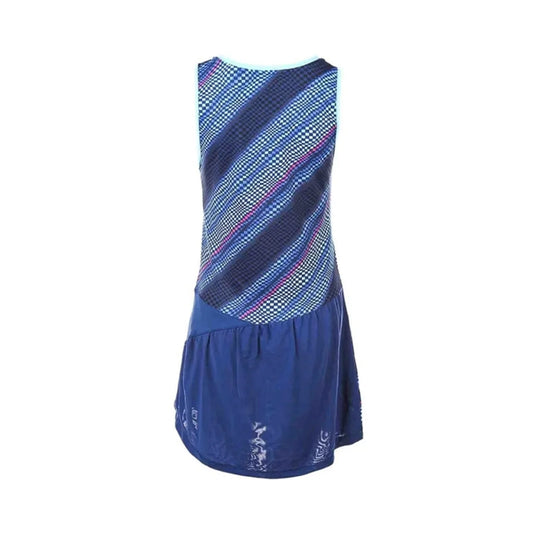women’s badminton dress blue, estate blue badminton dress, FZ Forza Leslie dress, stylish women’s court dress, Dryforze badminton dress, breathable dress estate blue, anti-shrink blue sports dress