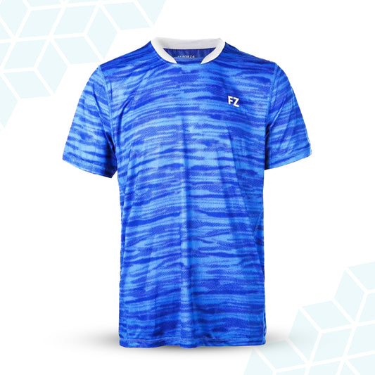 unisex badminton t-shirt, blue FZ Forza shirt, Malone courtwear, anti-static Dryforze tee, breathable sports shirt, stretchable badminton t-shirt, moisture-wicking court top, polyester athletic shirt, unisex performance tee, Steel Blue badminton shirt, Estate Blue FZ Forza shirt, men and women badminton wear, soft badminton t-shirt, lightweight court shirt, colorful sportswear