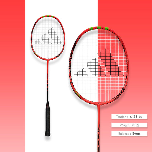 Buy Adidas Kalkul A1 badminton racket, 4U G5, intermediate racket, even balance, high modulus graphite frame and shaft, 28 lbs string tension, durable badminton racket Adidas, control and speed racket, Adidas Kalkul A1 online, professional badminton racket, Adidas badminton equipment, best Adidas racket