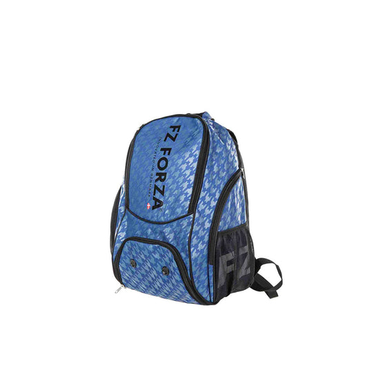 FZ Forza Estate Blue backpack, Lennon badminton backpack, estate blue print bag, sports backpack for athletes, dual strap racket backpack, durable FZ Forza bag, badminton gear bag blue, polyester blue backpack, training bag estate blue, sporty school bag