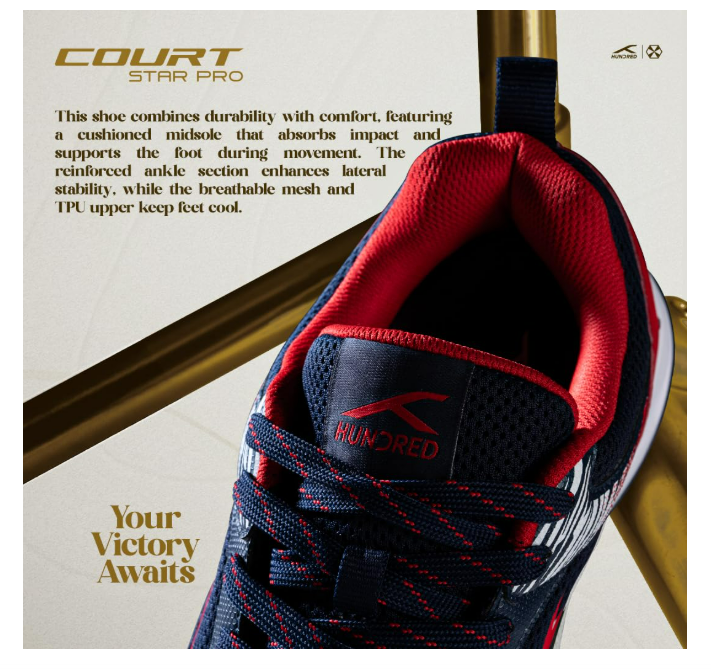 HUNDRED COURT STAR PRO BADMINTON SHOES NAVY/RED/WHITE