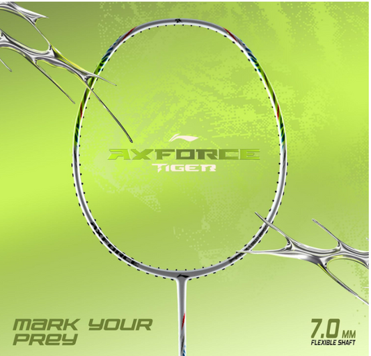 LI-NING AXFORCE TIGER BADMINTON RACQUET (WHITE/LIME) - 5U