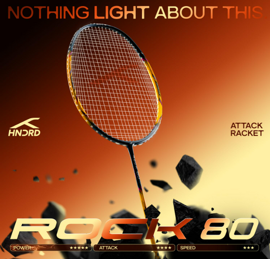 Hundred Rock 80 Unstrung Badminton Racquet (Navy/Yellow)/5U