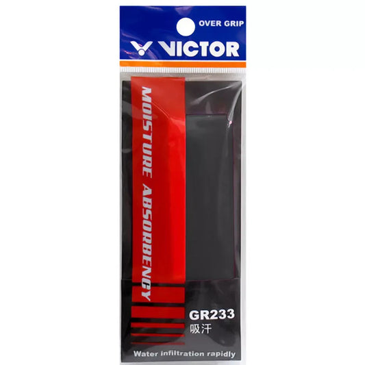 single overgrip, Victor GR233, moisture absorbing grip, sweat control grip, polyurethane grip, slim grip wrap, color options grip, lightweight grip tape, better racket control, nonโslip grip, replacement grip, comfort overgrip, thin grip layer, durable grip, color matching for racket handle