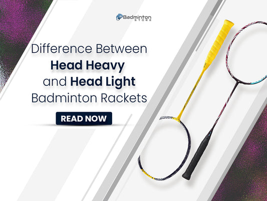 Comparison of head heavy and head light badminton rackets showing balance point differences