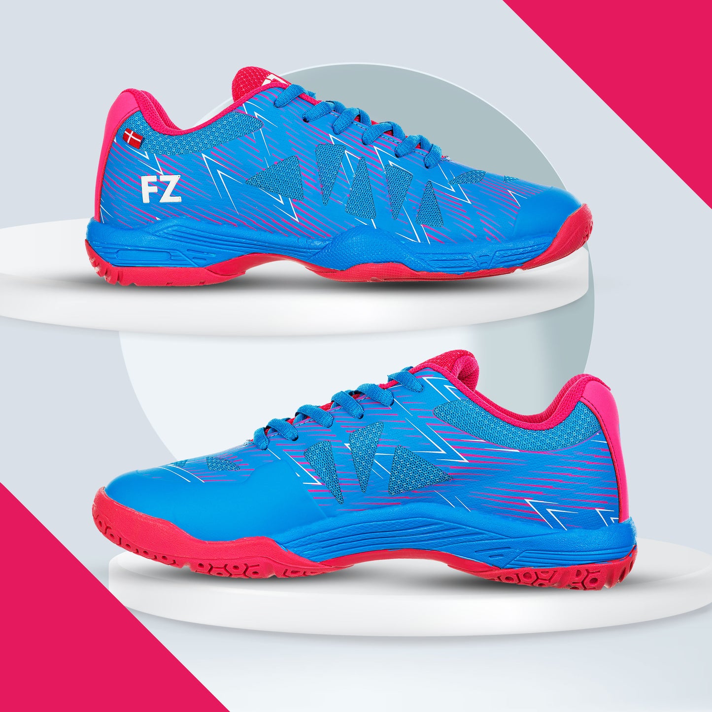 FZ Forza Taila shoes, blue badminton shoes, Drylex badminton footwear, F-Zone grip shoes, ASE support shoes, lace-up court shoes, breathable badminton footwear, lightweight sports shoes, Dura Coat badminton shoes, performance athletic shoes