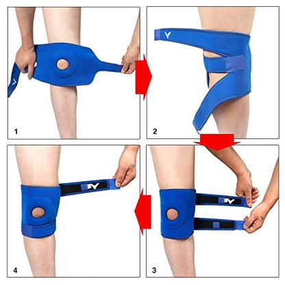 Victor knee belt, knee joint support, pressure knee strap, patella compression gear, badminton knee protector, neoprene knee brace, adjustable sports knee wrap, joint pain relief, lightweight knee support, flexible knee band, black and blue knee strap, athletic knee brace, sports injury knee support, muscle recovery belt, meniscus relief gear