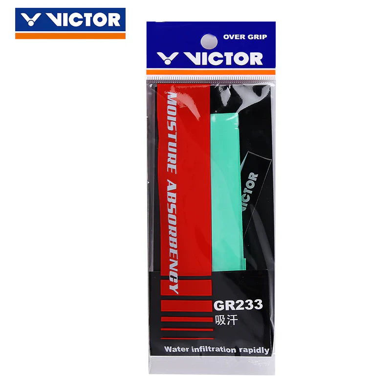 single overgrip, Victor GR233, moisture absorbing grip, sweat control grip, polyurethane grip, slim grip wrap, color options grip, lightweight grip tape, better racket control, non‑slip grip, replacement grip, comfort overgrip, thin grip layer, durable grip, color matching for racket handle