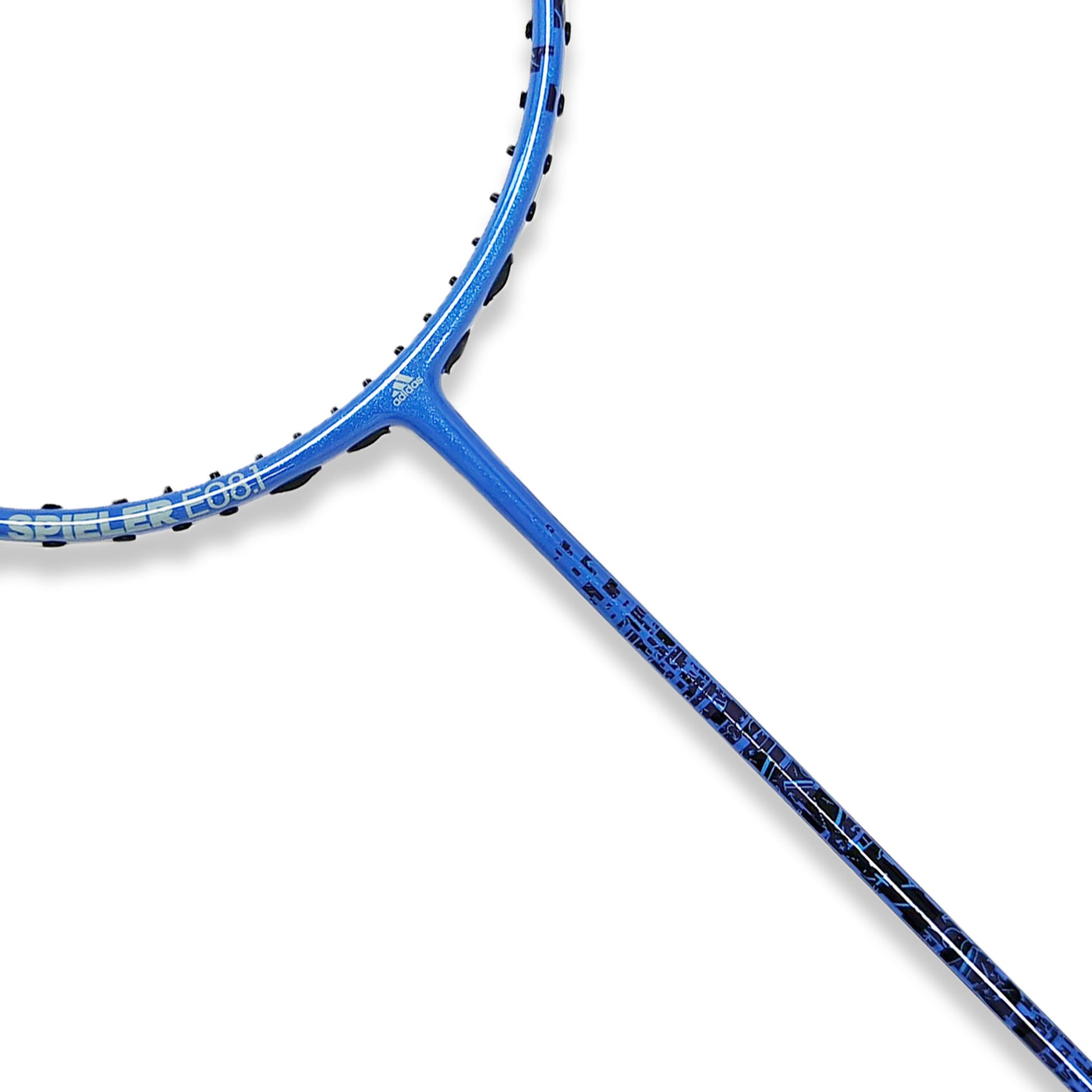 Buy Adidas Spieler E08.1 badminton racket, 4U G5, head heavy balance, SMART carbon frame, forged carbon shaft, 28 lbs string tension, medium flex, badminton racket for beginners and intermediate players, Adidas E08.1 online, professional badminton racket, Adidas badminton equipment, best Adidas racket