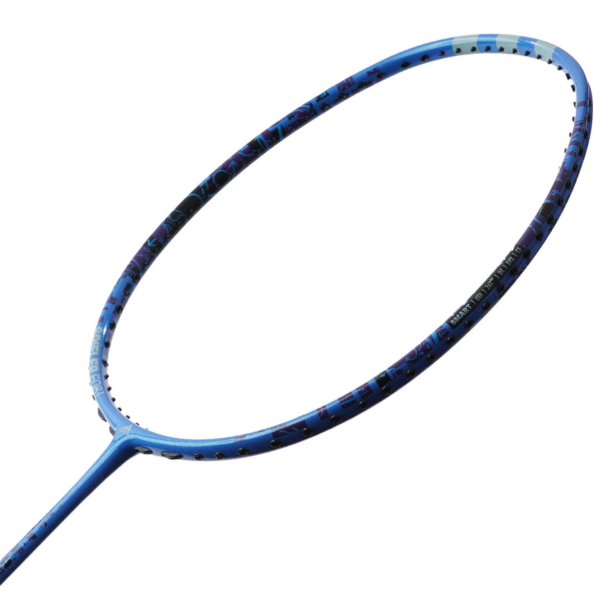 Buy Adidas Spieler E08.1 badminton racket, 4U G5, head heavy balance, SMART carbon frame, forged carbon shaft, 28 lbs string tension, medium flex, badminton racket for beginners and intermediate players, Adidas E08.1 online, professional badminton racket, Adidas badminton equipment, best Adidas racket