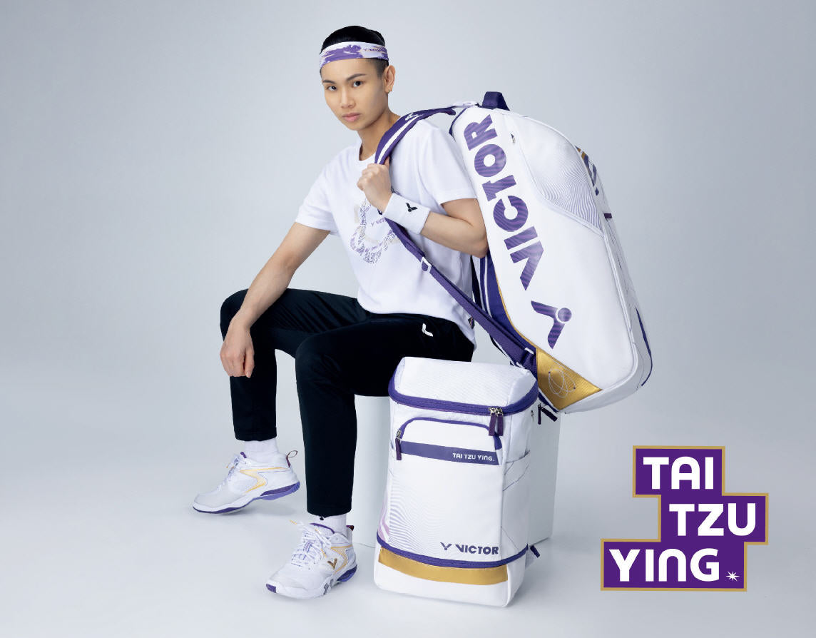 BR3025TTY-AJ backpack, Tai Tzu Ying collection, badminton backpack, racket compartment, shoe compartment, double shoulder straps, water bottle pocket, accessory pouch, polyester PU backpack, sports bag, badminton gear storage, ergonomic backpack, durable sports bag, multi-pocket backpack, tournament backpack