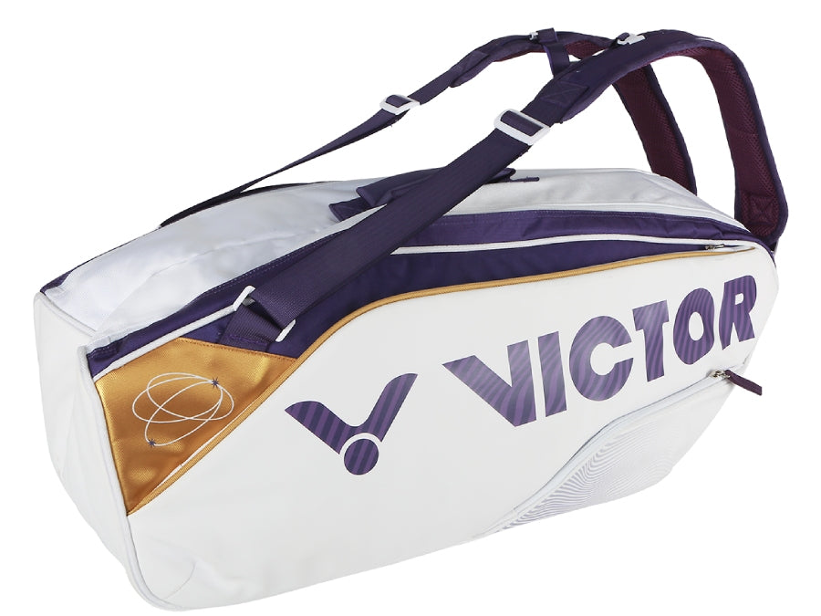 Tai Tzu Ying collection bag, Victor TTY‑AJ kitbag, limited edition badminton bag, purple & white kit bag, adjustable double shoulder straps, heat‑insulated compartment, racket & shoe storage, stylish influencer bag, accessory pouch, travel friendly gear kit, club tournament bag, premium branding, fashion badminton bag, role model inspired gear