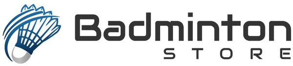 Badminton Store logo with a blue shuttlecock icon on a white background