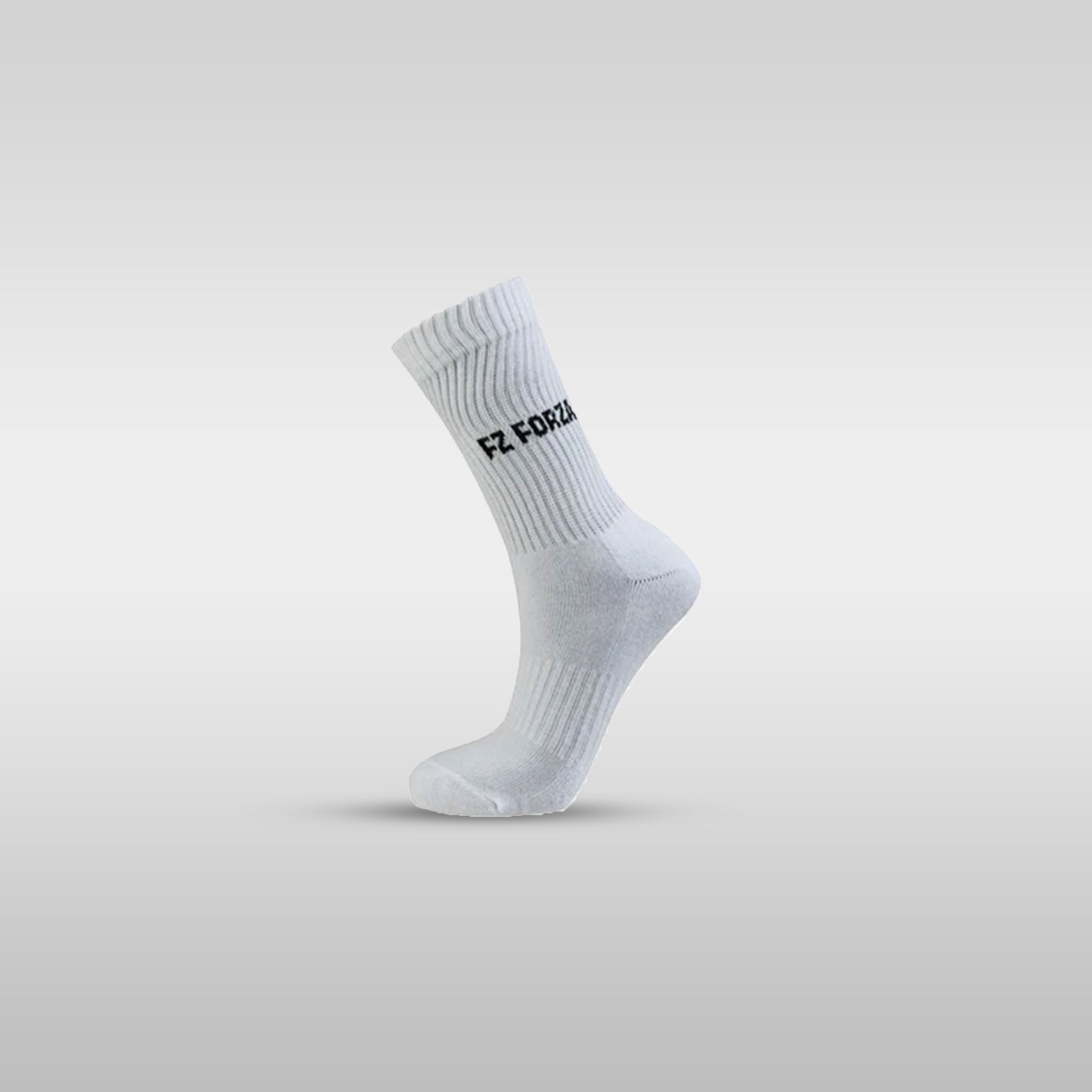 FZ Forza Tour Long Badminton Socks – 80% Cotton, Moisture-Wicking, Pack of 2 (White, L)