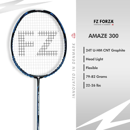 fz forza amaze 300, amaze 300 strung racket, 4U G4 beginner racket, lightweight graphite racket, forza entry-level racket, badminton starter racket, easy swing racket, black blue racket, racket for junior players, practice racket for beginners, training badminton racket, durable strung racket, lightweight power racket, all-around beginner racket, starter racket for games, badminton racket india, g4 grip badminton racket, strung graphite racket, school training racket, amaze series forza racket