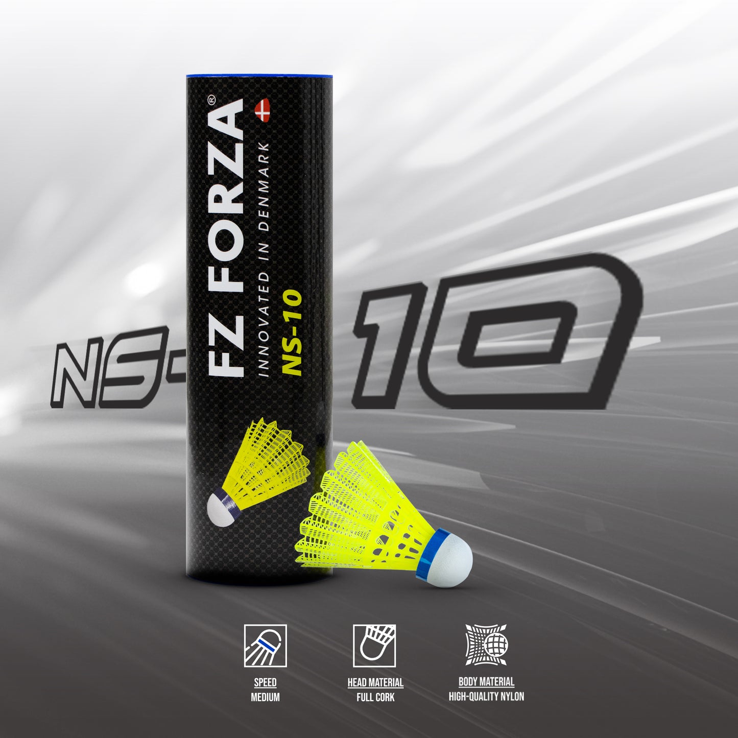 fz forza ns10 shuttlecock, nylon shuttlecock, medium speed shuttle, 77 speed shuttle, fz forza shuttle 6 pack, training shuttlecock, badminton shuttlecocks, synthetic feather shuttle, durable shuttlecock, practice shuttlecock, club level shuttlecock, buy shuttle online, nylon cork shuttle, fz forza accessories, badminton gear, intermediate shuttlecock, badminton shuttle for training, shuttle for synthetic courts, nylon head shuttlecock, shuttlecocks for club matches