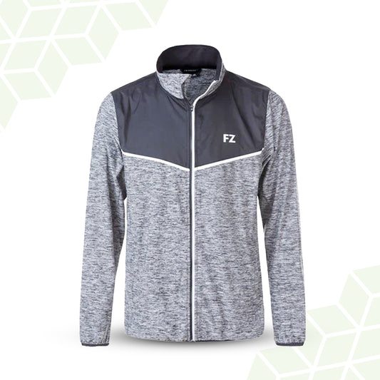 men’s badminton jacket, black FZ Forza jacket, lightweight Hereford jacket, stretchable sports outerwear, breathable courtwear, Dryforze men’s jacket, athletic training jacket, polyester outerwear, black sports jacket, stylish badminton jacket, anti-pilling jacket, men’s outerwear for badminton, lightweight polyester jacket, flexible court jacket, sporty men’s wear