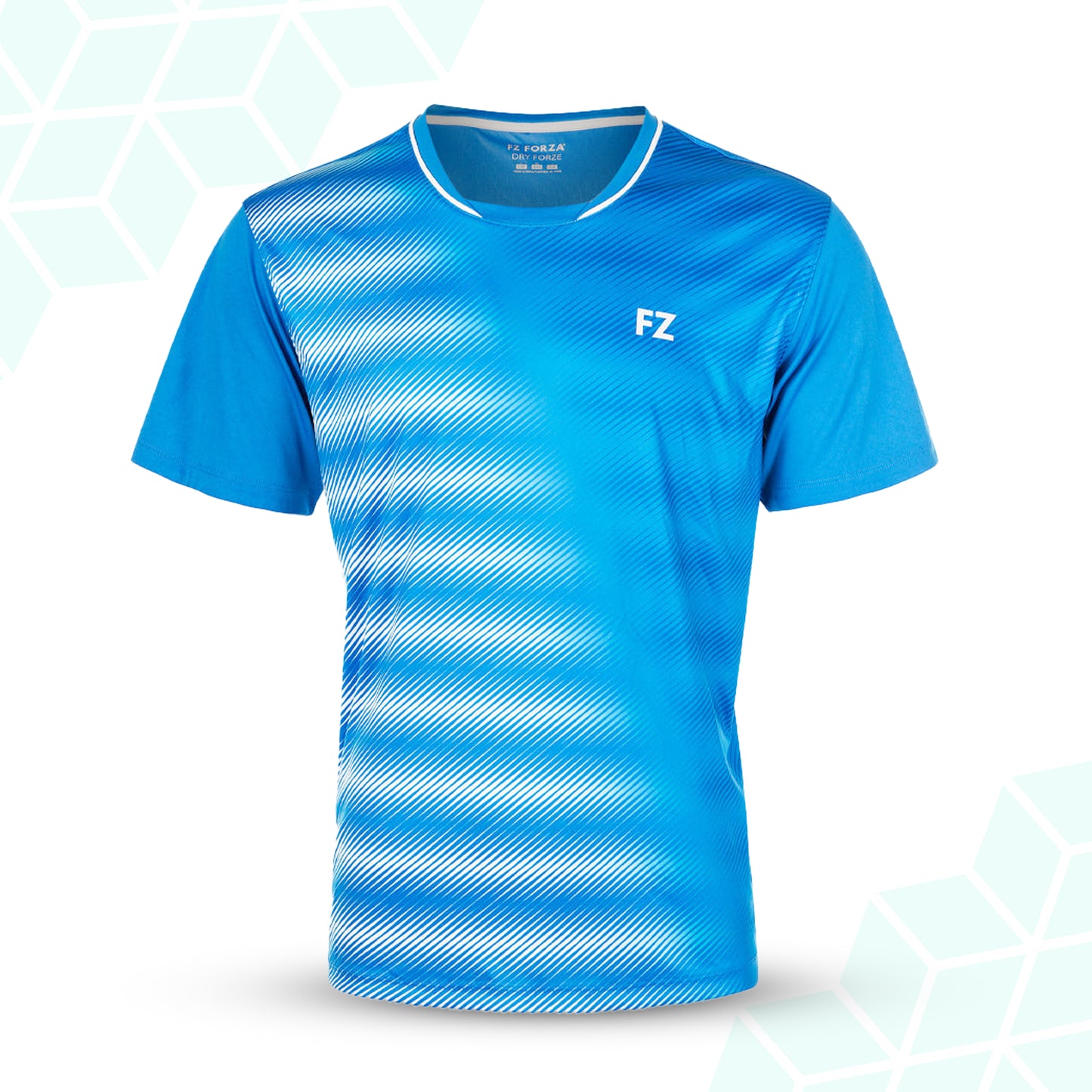 men’s badminton t-shirt, estate blue badminton shirt, FZ Forza Hudson tee, Dryforze men’s top, performance badminton t-shirt, breathable courtwear, moisture-wicking shirt, athletic men’s t-shirt, stretchable sports tee, comfortable badminton wear, polyester court shirt, durable men’s apparel, estate blue FZ Forza shirt, anti-pilling badminton tee, men’s activewear