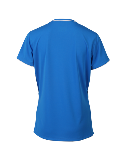 women’s badminton t-shirt, estate blue sportswear, Hulda Dryforze tee, FZ Forza ladies shirt, breathable badminton top, stretchable courtwear, anti-pilling women’s tee, moisture-wicking sports shirt, polyester athletic wear, comfortable badminton t-shirt, blue women’s court top, stylish FZ Forza tee, performance court shirt, estate blue ladies top, badminton sportswear