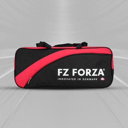 FZ Forza Play Line bag, red white badminton kitbag, 6 racket storage bag, square kitbag for badminton, stylish gear bag, training and tournament bag, dual compartment bag, fiery red sports bag, racket storage bag online, player kitbag