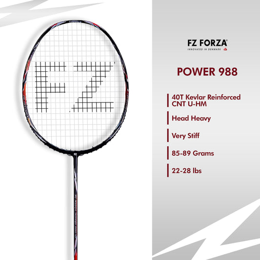 FZ Forza Power 988 Very Stiff Strung Badminton Racket (Wine Red) - 3U/G5
