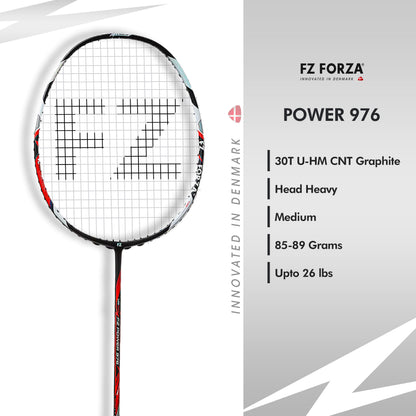 FZ Forza Power 976, Power 976 badminton racket, 3U G5 advanced level racket, strung graphite racket, powerful badminton racket, Forza Power series, control and smash power, shop Power 976 now, advanced badminton gear, FZ Forza tournament racket