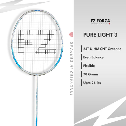FZ Forza Pure Light 3, Pure Light 3 unstrung racket, 5U G5 badminton racket, lightweight racket for beginners, beginner level badminton racket, FZ Forza Pure Light series, badminton racket for speed, unstrung racket for control, best badminton racket for starters, Pure Light 3 specs, FZ Forza 5U racket, easy swing racket, shop FZ Forza badminton, durable graphite racket, beginner badminton gear, FZ Forza lightweight racket, affordable beginner racket, Forza Pure Light India, FZ Forza beginner level racket