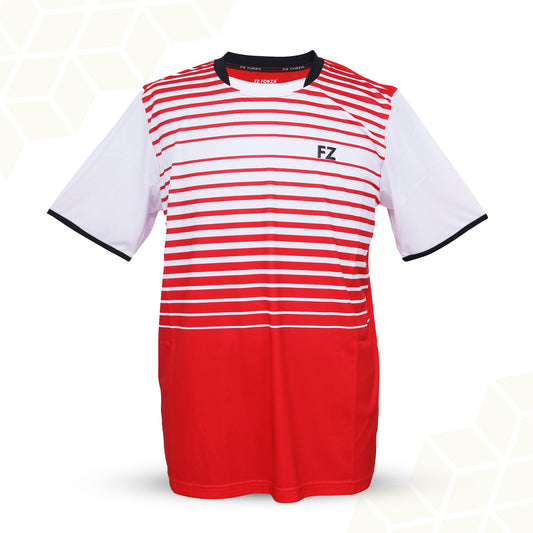 buy men’s red badminton t-shirt, FZ Forza Rio Bianco tee, anti-shrink dryforze shirt, breathable sports t-shirt men, stylish red badminton shirt, performance badminton apparel, anti-pilling t-shirt, stretchable sportswear, Chinese red sports tee, men’s badminton wear, athletic shirt red, comfortable men’s t-shirt, training shirt for men, moisture control shirt men, red badminton courtwear