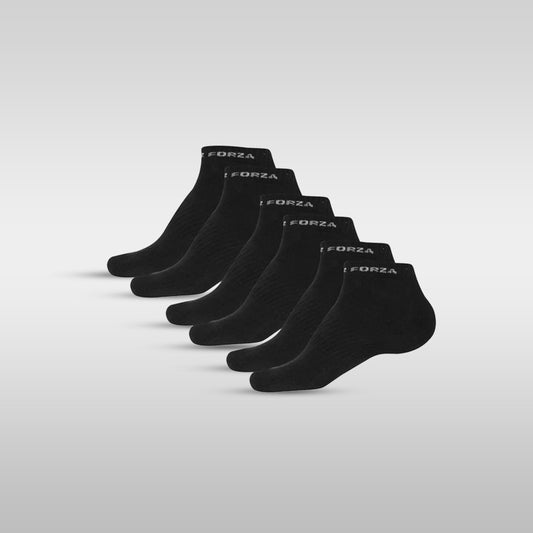 FZ Forza Comfort Short Badminton Socks – 80% Cotton, Cushioned, Pack of 3 (Black / White, EU 35–47)