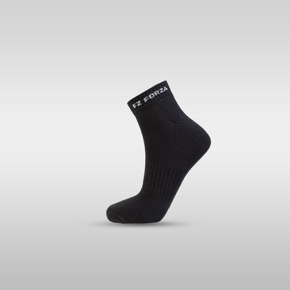 FZ Forza Comfort Short Badminton Socks – 80% Cotton, Moisture-Wicking, Pack of 2 (Black / White, EU 35–47)