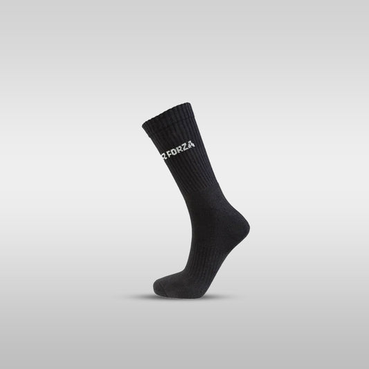 FZ Forza Comfort Long Badminton Socks – 80% Cotton, Moisture-Wicking, Pack of 2 (Black / White, EU 35–47)