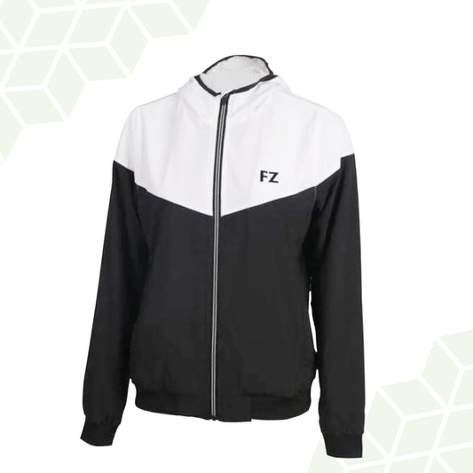 women’s black badminton jacket, buy FZ Forza Havana jacket, FZ Forza women’s black jacket, stretchable sports jacket for women, anti-static training jacket, Dryforze badminton jacket black, black jacket for badminton players, breathable jacket black women, lightweight women’s warmup jacket, moisture-wicking black jacket