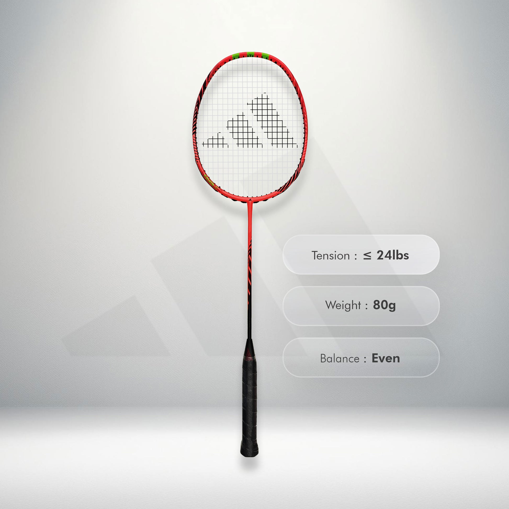 Buy Adidas Kalkul A1 badminton racket, 4U G5, intermediate racket, even balance, high modulus graphite frame and shaft, 28 lbs string tension, durable badminton racket Adidas, control and speed racket, Adidas Kalkul A1 online, professional badminton racket, Adidas badminton equipment, best Adidas racket