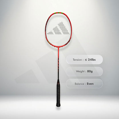 Buy Adidas Kalkul A1 badminton racket, 4U G5, intermediate racket, even balance, high modulus graphite frame and shaft, 28 lbs string tension, durable badminton racket Adidas, control and speed racket, Adidas Kalkul A1 online, professional badminton racket, Adidas badminton equipment, best Adidas racket