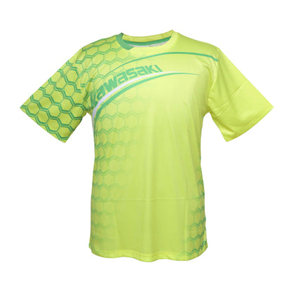 kawasaki kids t-shirt, yellow badminton t-shirt, lightweight junior sportswear, breathable fabric kids top, kids dryforze badminton shirt,  junior apparel, children’s badminton t-shirt, moisture control kids top, bright yellow sports shirt, youth court wear, badminton shirt for kids, soft fabric kids tee, kawasaki dry-fit junior shirt, stretchable badminton t-shirt, kawasaki children’s activewear, junior performance wear, kids training gear, unisex kids t-shirt, sports t-shirt for kids, junior court t-shirt