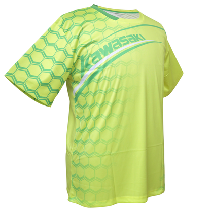 kawasaki kids t-shirt, yellow badminton t-shirt, lightweight junior sportswear, breathable fabric kids top, kids dryforze badminton shirt,  junior apparel, children’s badminton t-shirt, moisture control kids top, bright yellow sports shirt, youth court wear, badminton shirt for kids, soft fabric kids tee, kawasaki dry-fit junior shirt, stretchable badminton t-shirt, kawasaki children’s activewear, junior performance wear, kids training gear, unisex kids t-shirt, sports t-shirt for kids, junior court t-shirt