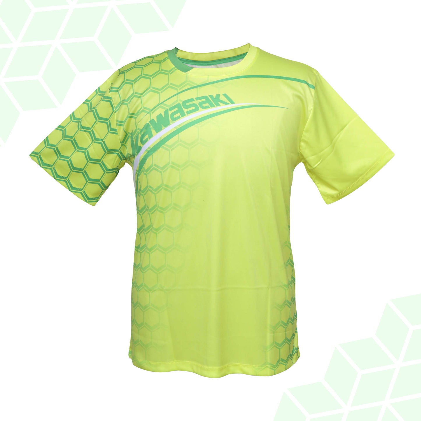 kawasaki kids t-shirt, yellow badminton t-shirt, lightweight junior sportswear, breathable fabric kids top, kids dryforze badminton shirt,  junior apparel, children’s badminton t-shirt, moisture control kids top, bright yellow sports shirt, youth court wear, badminton shirt for kids, soft fabric kids tee, kawasaki dry-fit junior shirt, stretchable badminton t-shirt, kawasaki children’s activewear, junior performance wear, kids training gear, unisex kids t-shirt, sports t-shirt for kids, junior court t-shirt