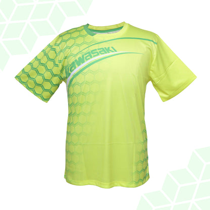kawasaki kids t-shirt, yellow badminton t-shirt, lightweight junior sportswear, breathable fabric kids top, kids dryforze badminton shirt,  junior apparel, children’s badminton t-shirt, moisture control kids top, bright yellow sports shirt, youth court wear, badminton shirt for kids, soft fabric kids tee, kawasaki dry-fit junior shirt, stretchable badminton t-shirt, kawasaki children’s activewear, junior performance wear, kids training gear, unisex kids t-shirt, sports t-shirt for kids, junior court t-shirt