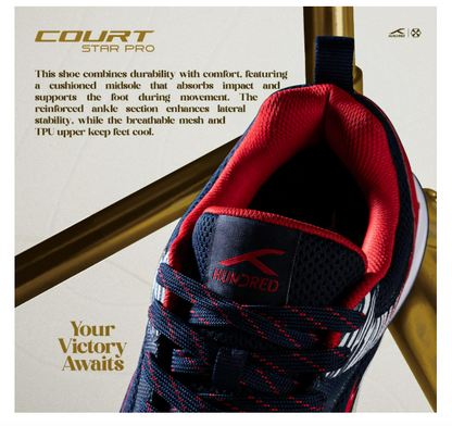 HUNDRED COURT STAR PRO BADMINTON SHOES NAVY/RED/WHITE