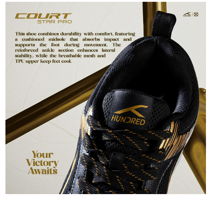 HUNDRED COURT STAR PRO BADMINTON SHOES BLACK/GOLD
