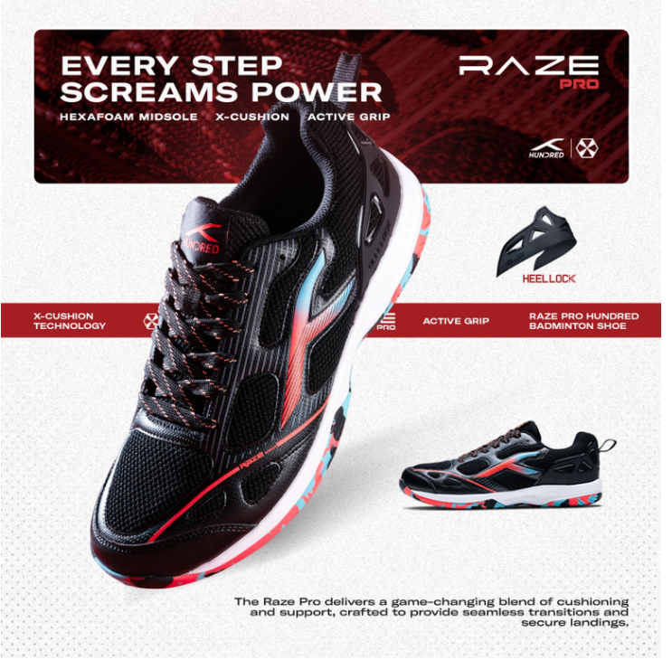 HUNDRED RAZE PRO BADMINTON SHOES BLACK/ORANGE/BLUE