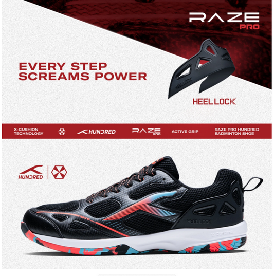 HUNDRED RAZE PRO BADMINTON SHOES BLACK/ORANGE/BLUE
