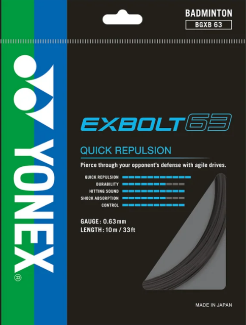 Yonex BG EXBOLT63 Badminton String Black