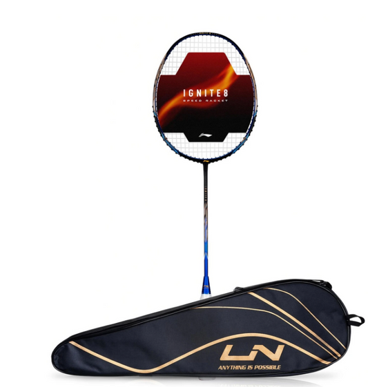 Li-Ning Ignite 8 Badminton Racquet (Black/Blue/Old Gold)