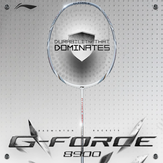 Li-Ning G-Force 8900 Extra Strong Badminton Racquet (White/Silver)