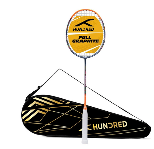 Hundred Powertek 1000 Pro Strung Badminton Racquet (Navy/Orange)