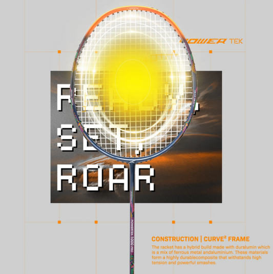 Hundred Powertek 1000 Pro Strung Badminton Racquet (Navy/Orange)