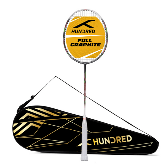 Hundred Powertek 1000 Pro Strung Badminton Racquet (Dk Grey/White)